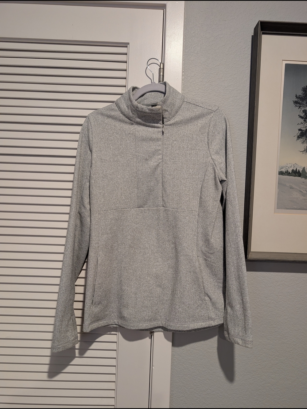 Kyodan Light Gray Heather Herringbone 1/4 Zip Pullover